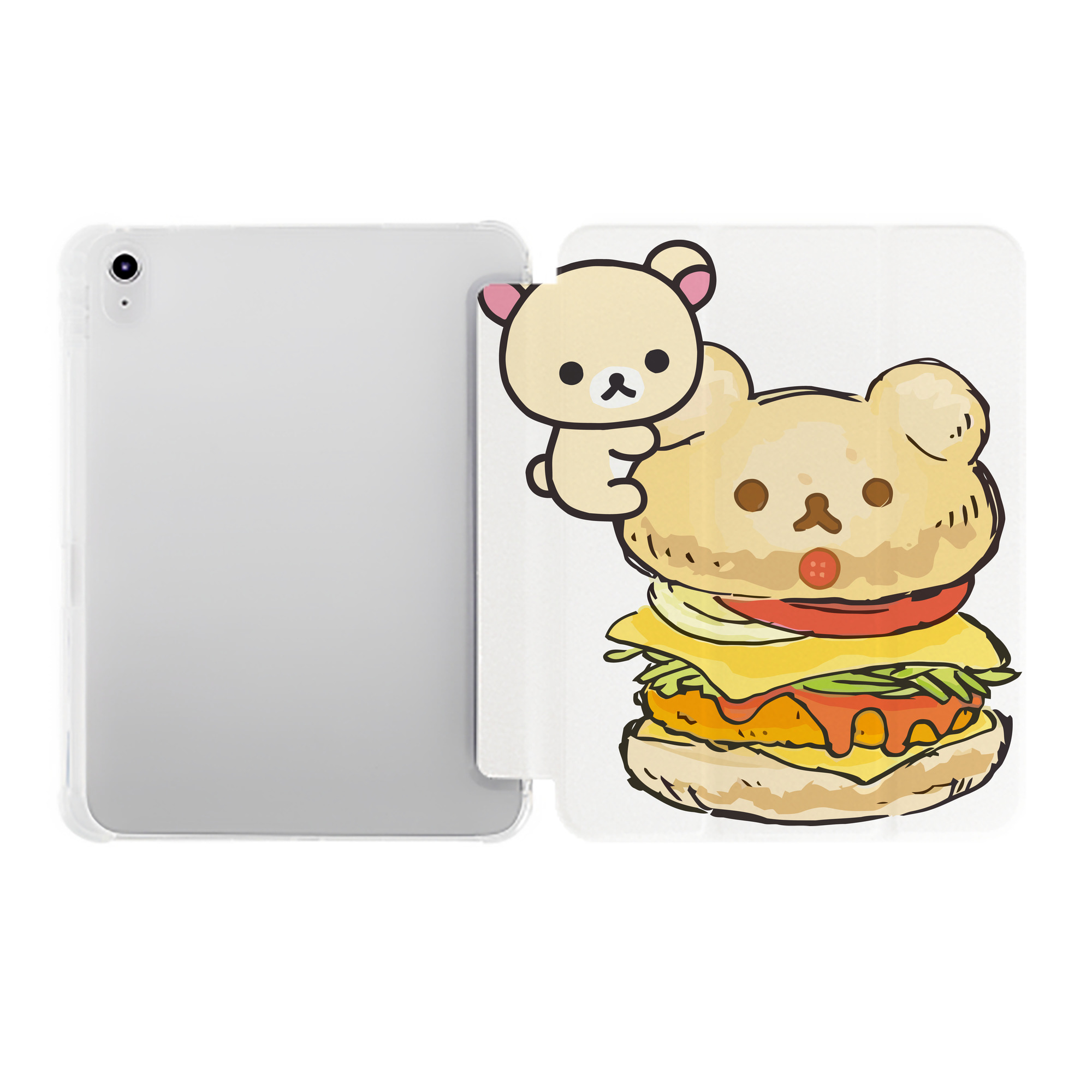 （画像用） リラックマ リラックマ キイロイトリ Rilakkuma Korilakkuma Kiiroitori IPad ケース ペン収納付き 三つ折りスタンド PUレザー×シリコン 対応機種9.5/10.5/10.9インチ